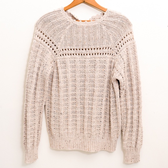 Unbranded Crochet Knit Women's Oatmeal Sweater with Feminine Detail - Picture 3 of 12